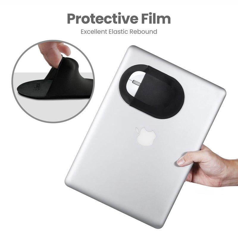 Epessa Universal Stick-On Mouse Pouch, Holder for Wireless Mouse, Sleeve for Laptop, Reusable Adhesive, No Glue Residue, Compatible with iPad or MacBook (Black) - Image 4